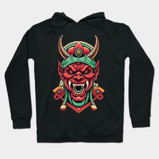 ONI JAPANESE DEMON MASK Red Demon Mask Oni Mask Hoodie